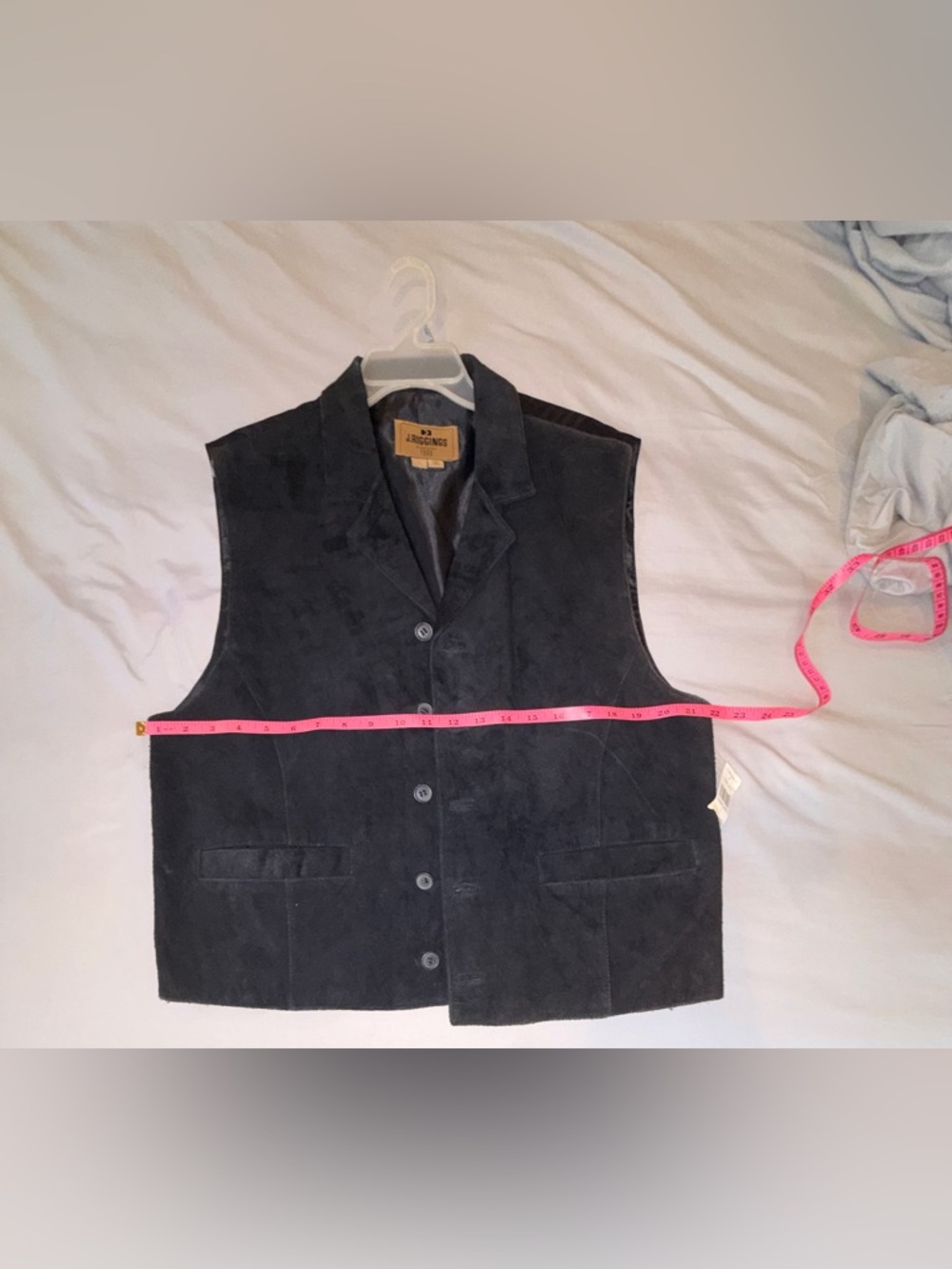 J. Riggings Black Suede Leather Vest NWT Size L Button Front - Picture 2 of 7